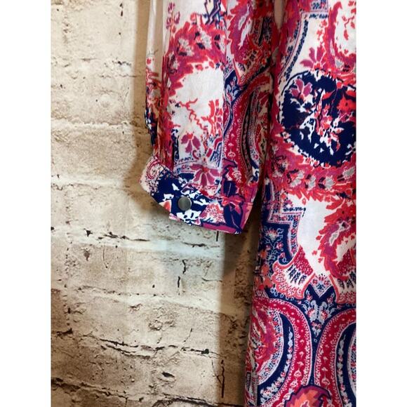 The Limited Dress Women Medium Pink Paisley Boho Hippie Long Sleeve V Neck Flowy - Picture 10 of 13